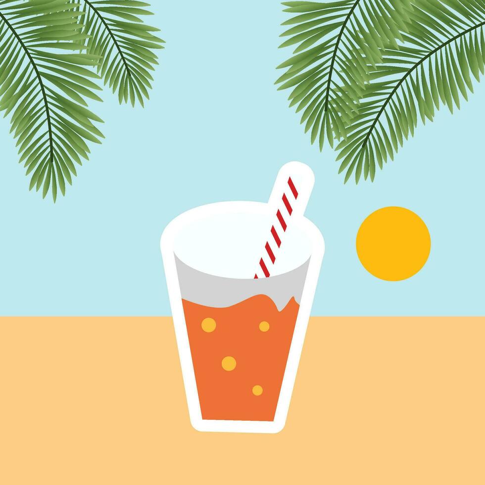 orange juice summer icon sticker vector