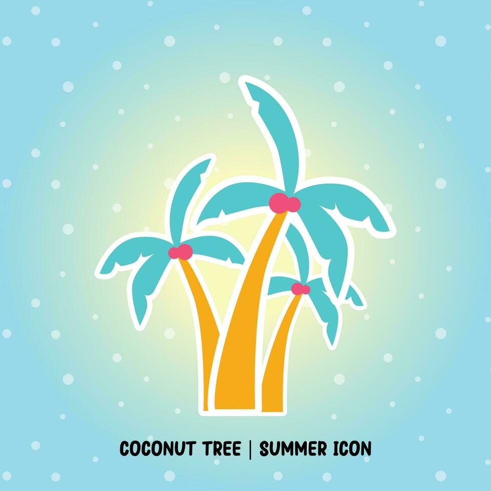 coconut tree summer icon miami color style vector