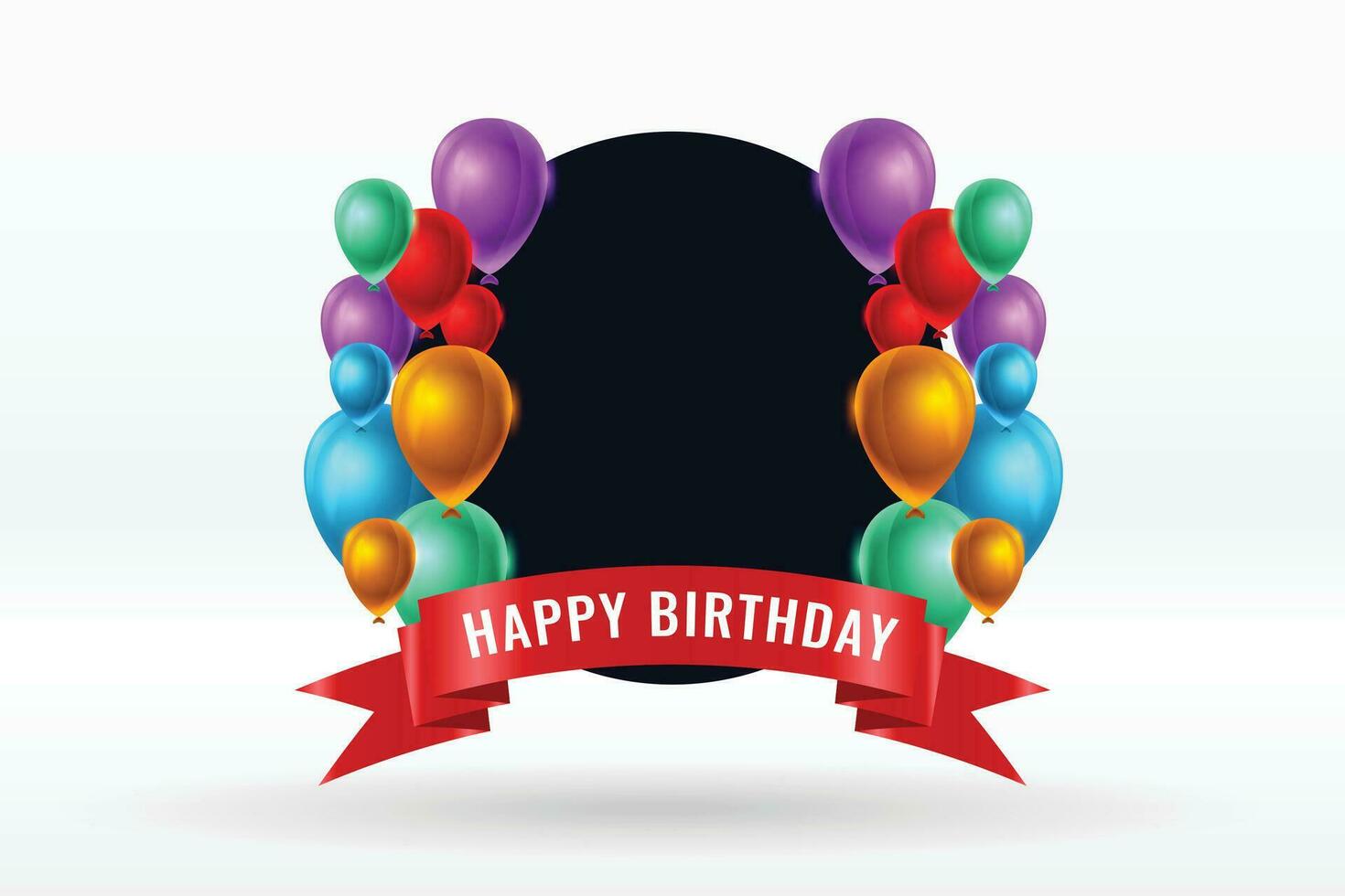 happy birthday realistic balloons and ribbons background vector