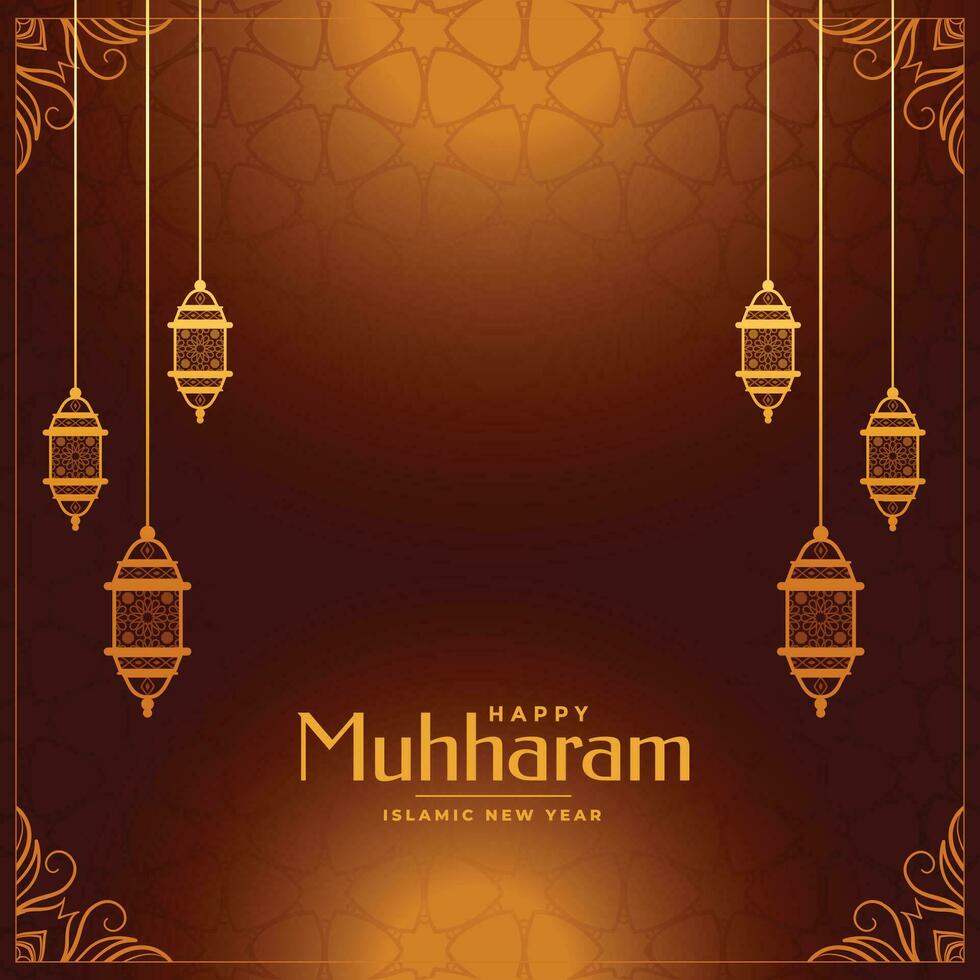 shiny muharram festival decorative card design vector