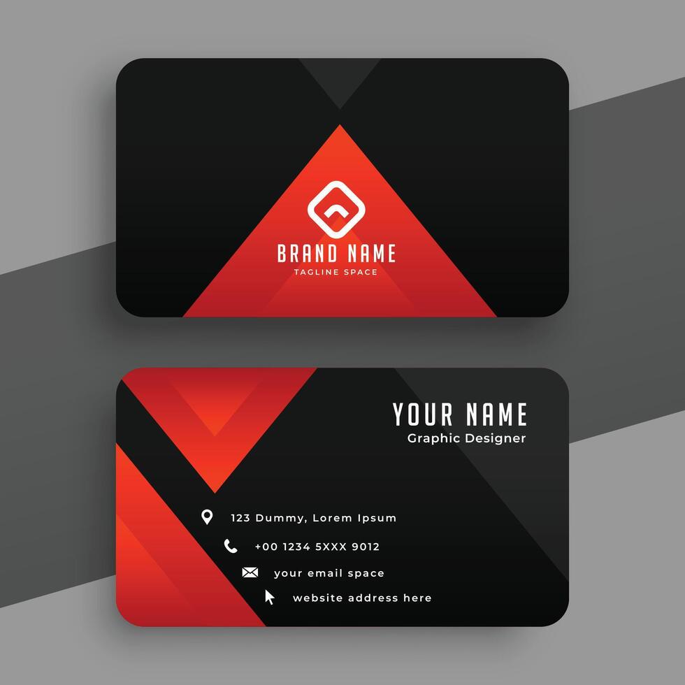 red and black triangle business card vector