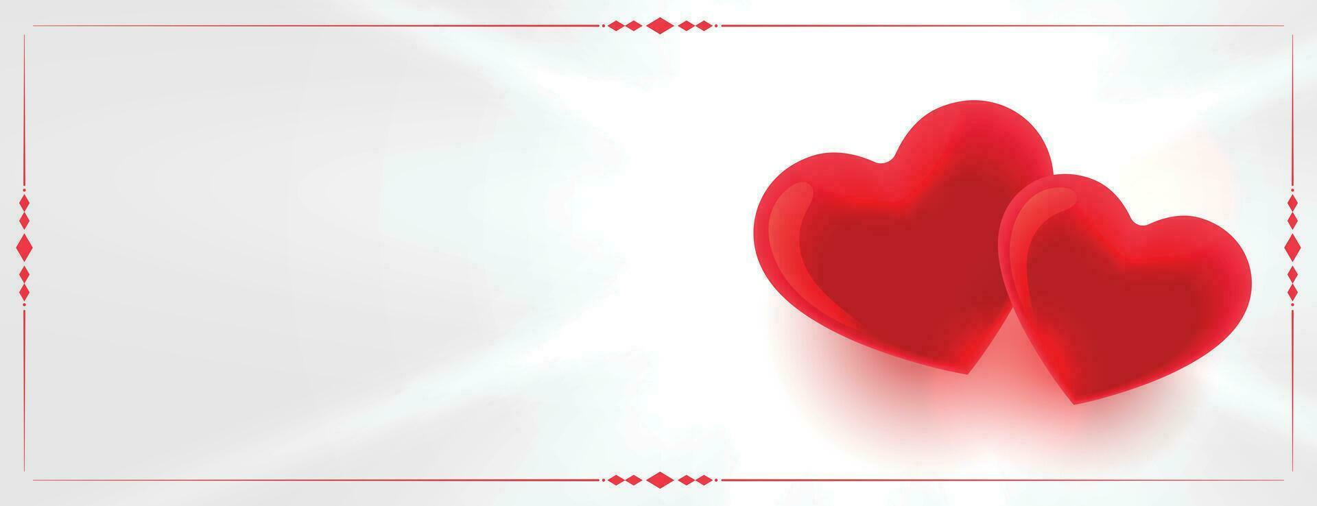 two red love hearts with text space vector