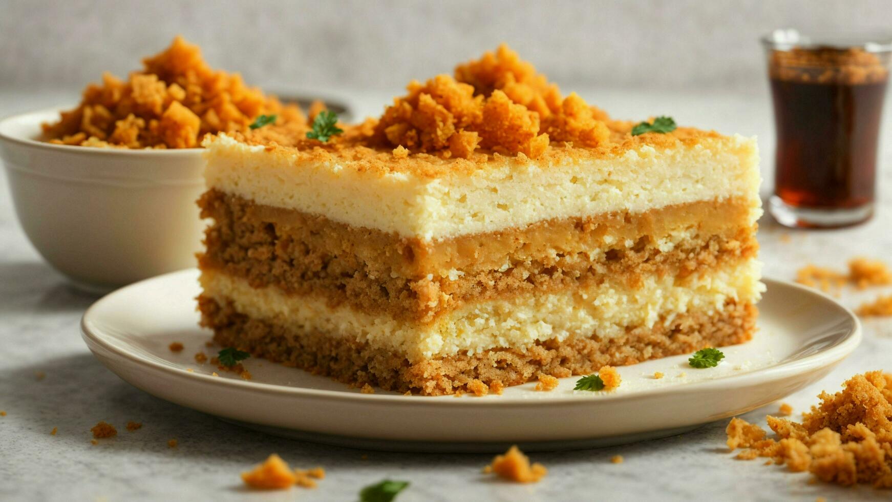 AI generated the intricate details of a perfectly layered South Indian dessert photo