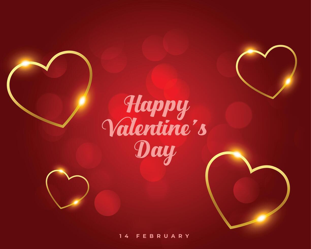 happy valentines day golden floating hearts design vector