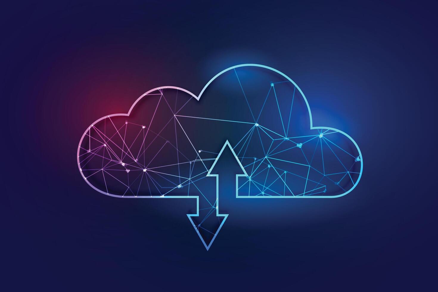 nube informática poligonal estructura metálica tecnología concepto antecedentes vector