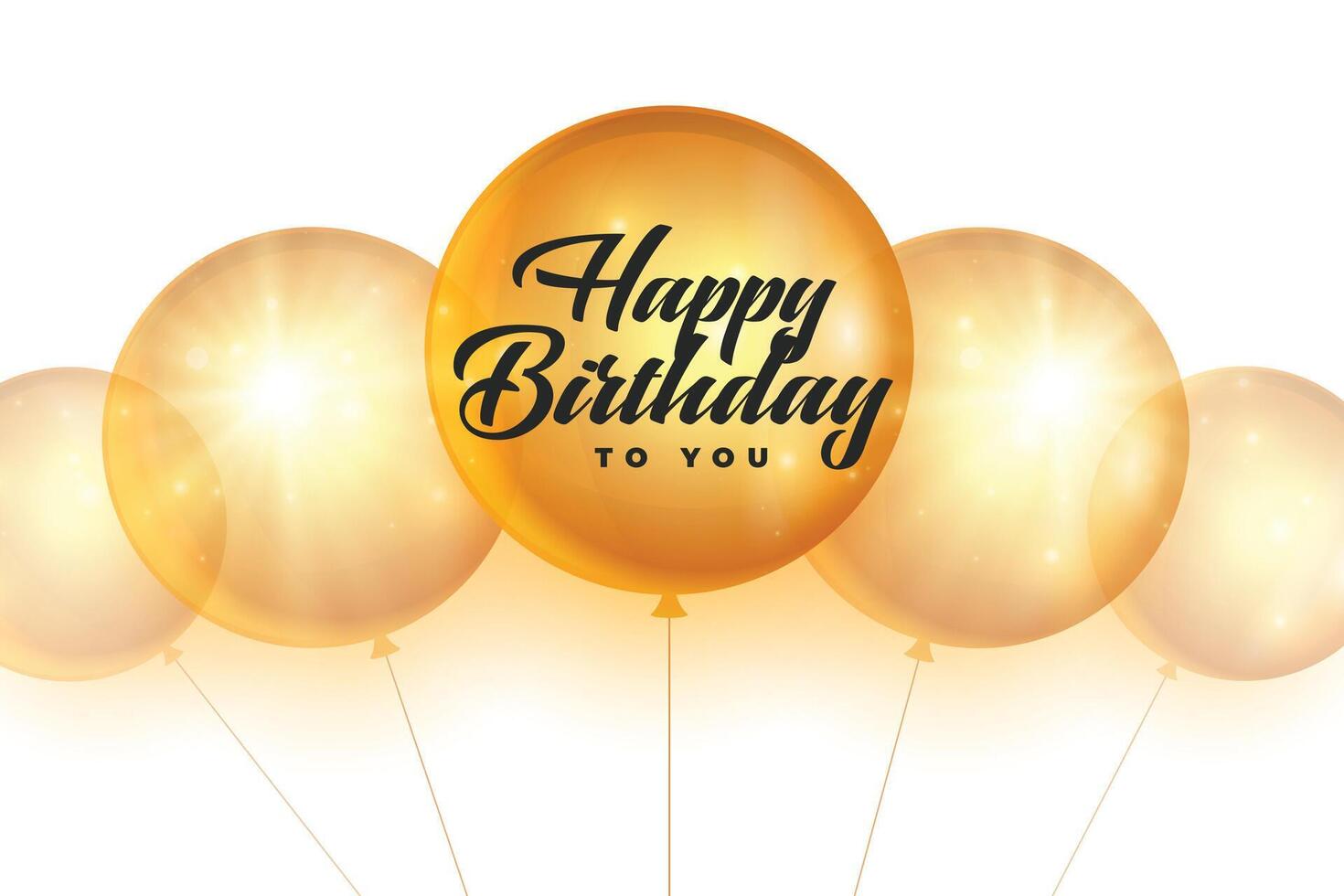 happy birthday card with golden balloons vector