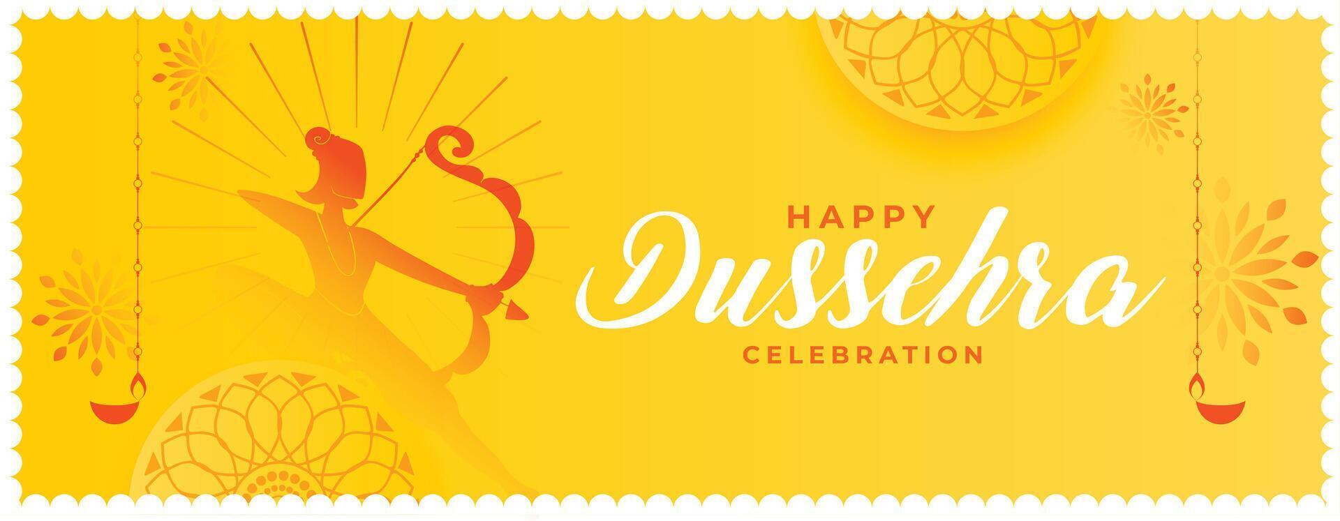 contento dussehra bonito amarillo celebracion bandera vector