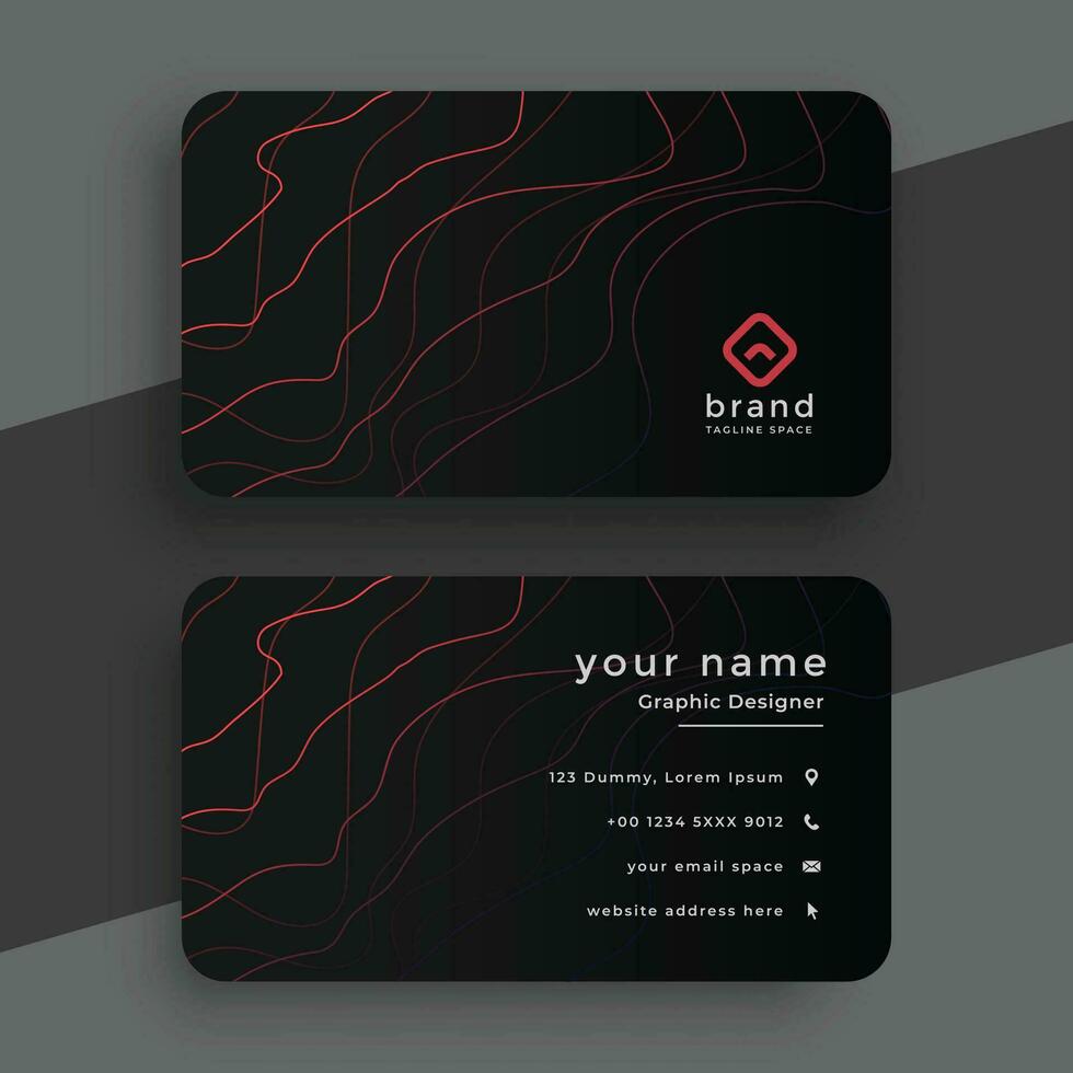 black business card with red lines vector