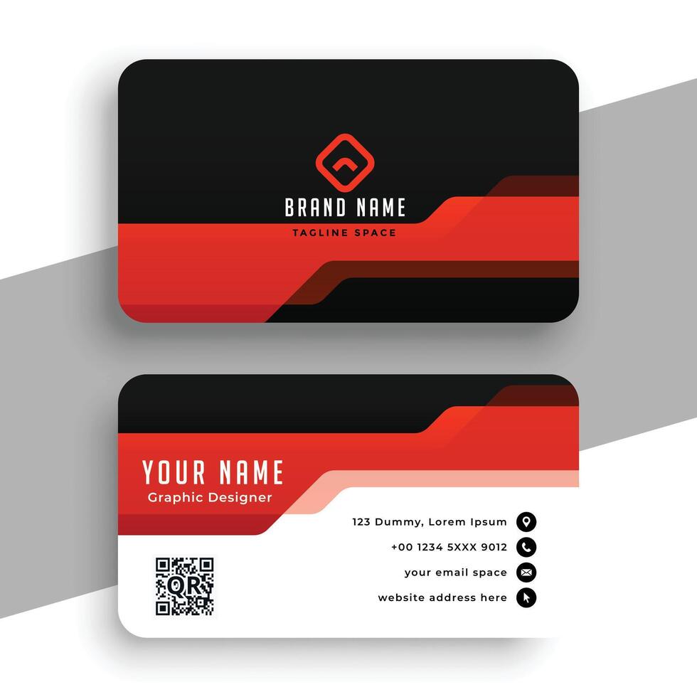 rojo y negro profesional negocio tarjeta diseño vector
