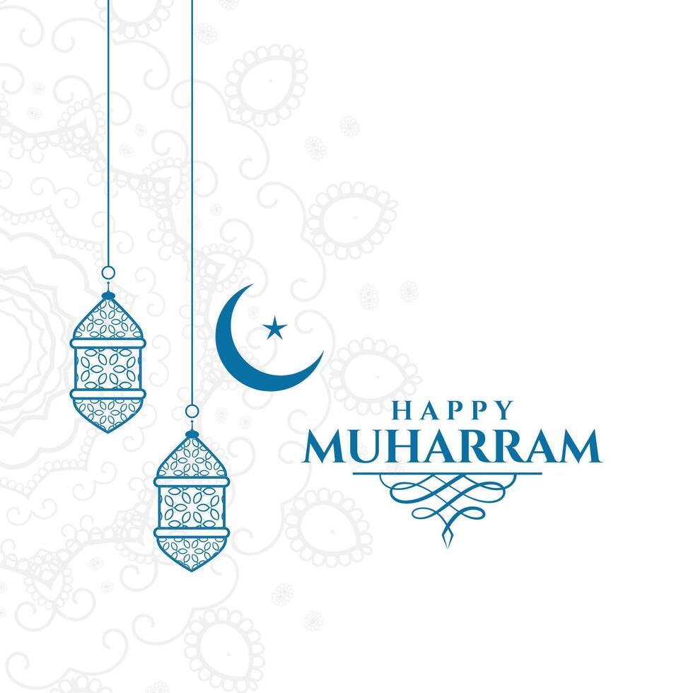 happy muharram islamic decorative card design vector