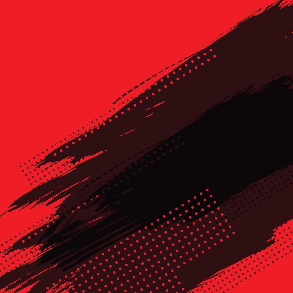 abstract red background with black grunge and halftone vector