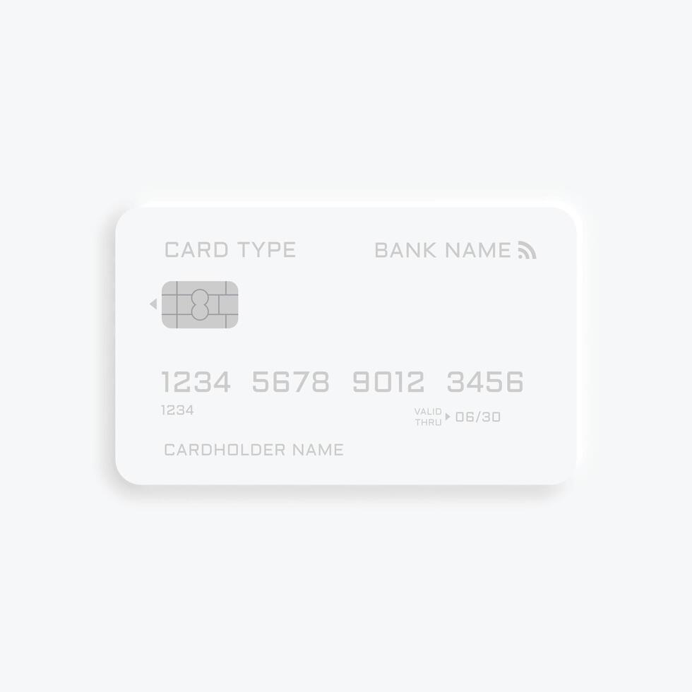 neumorphism style credit card mockup design template vector