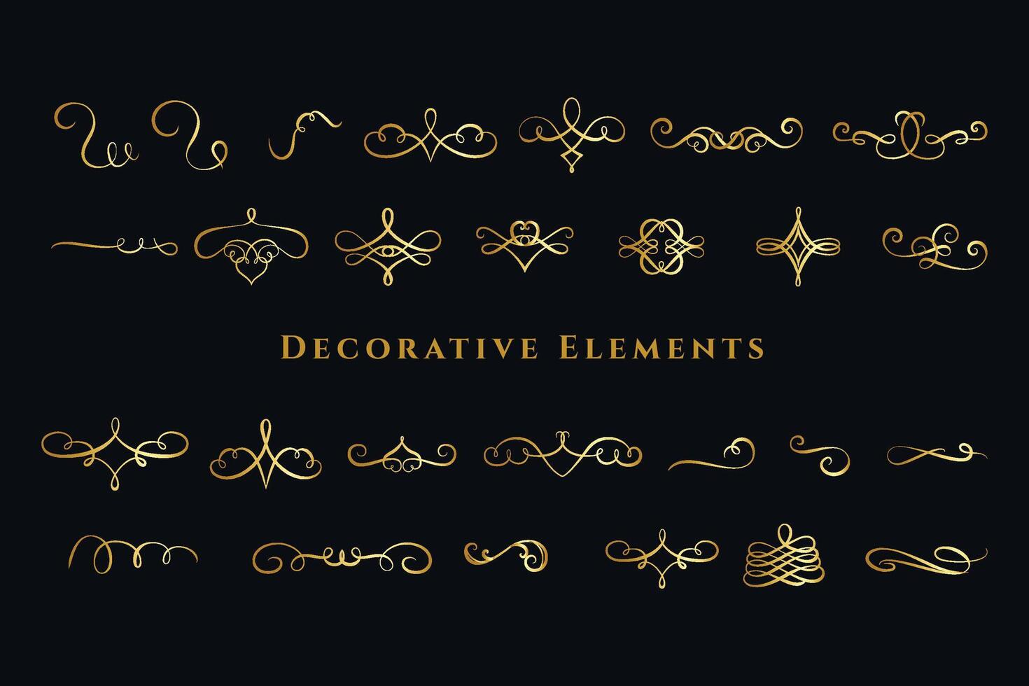 calligraphic swirls ornaments decorations big set vector