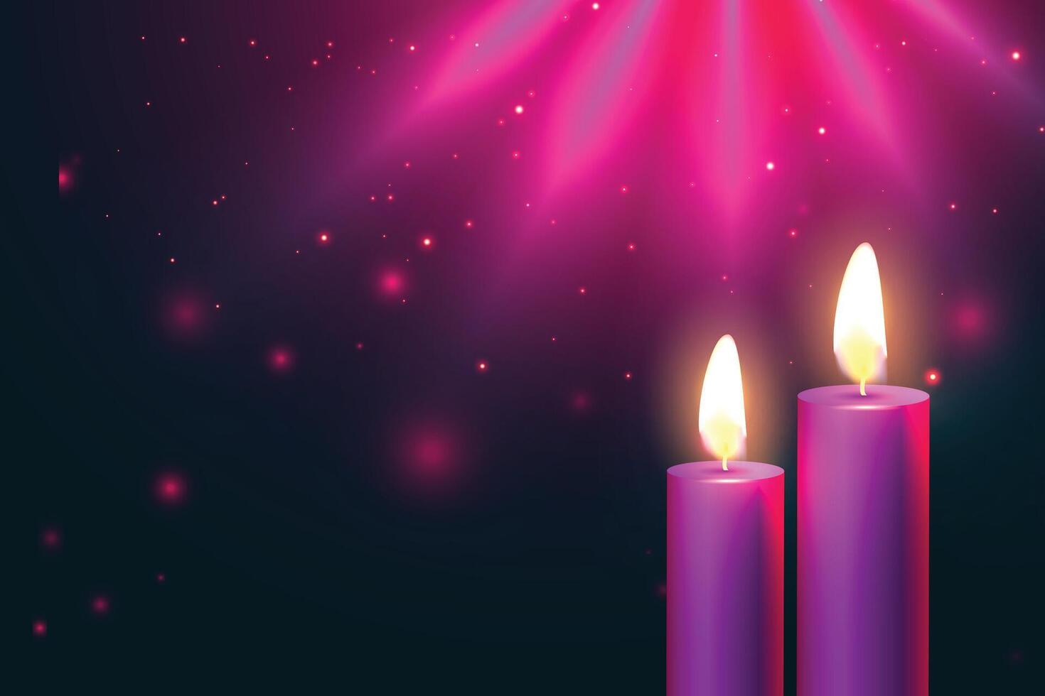 glowing two candles advent background vector