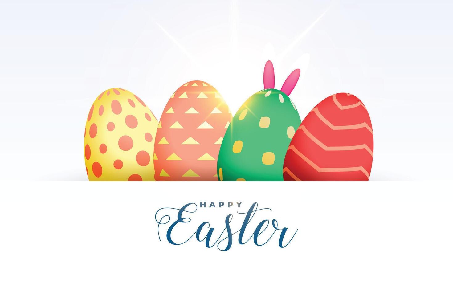 happy easter colorful eggs greeting with bunny rabbit ears vector