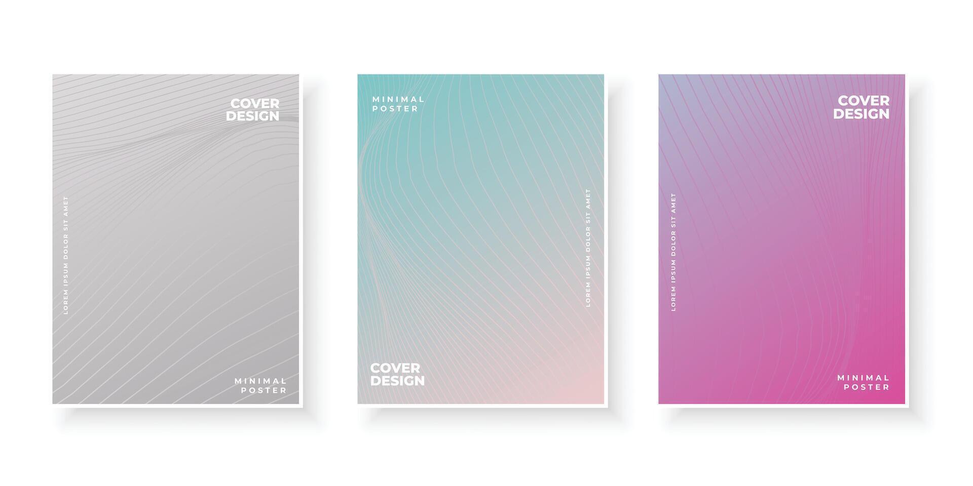 Colorful gradient covers with abstract line design set vector