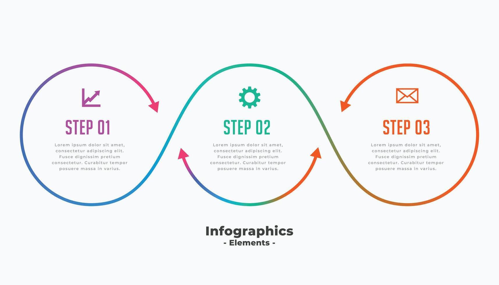 stylish three steps business infographic template vector