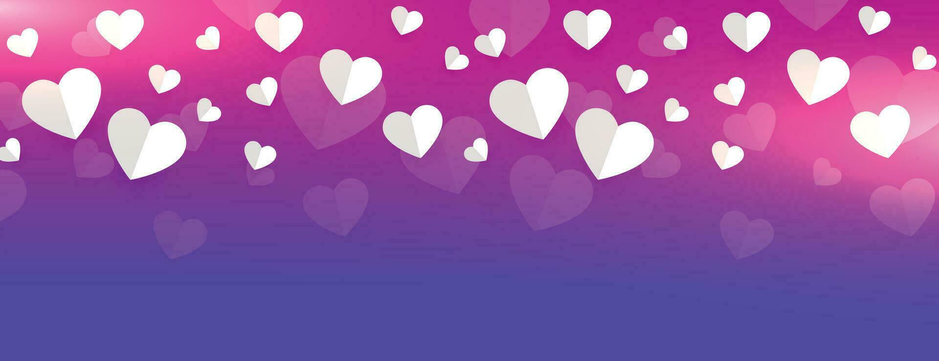 romantic paper hearts beautiful banner design vector