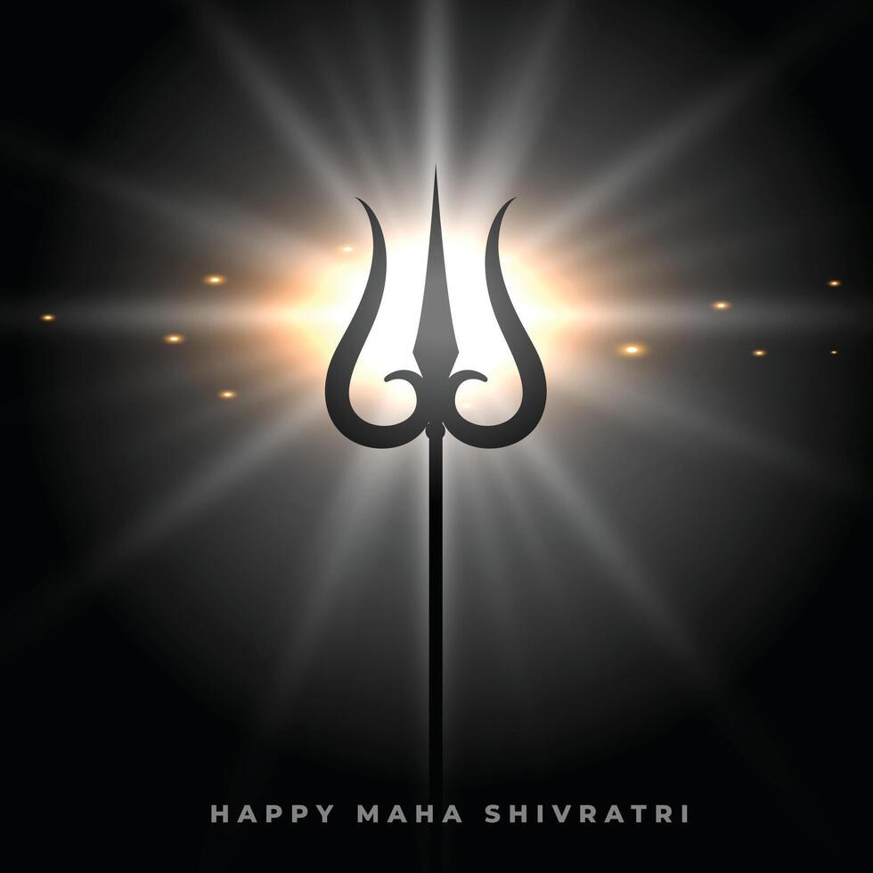 happy maha shivratri background with glowing trishul weapon vector