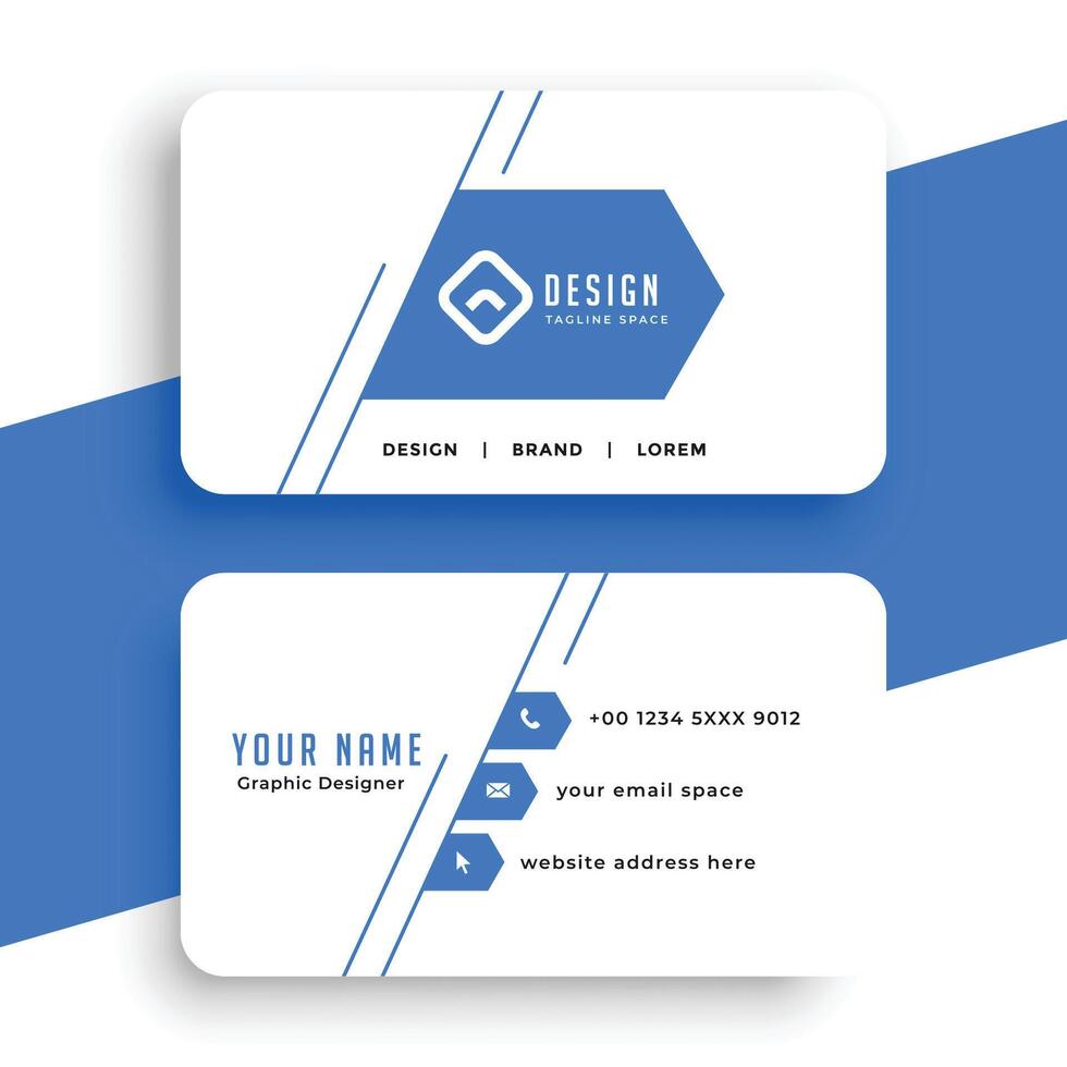 simple blue line style business card design vector