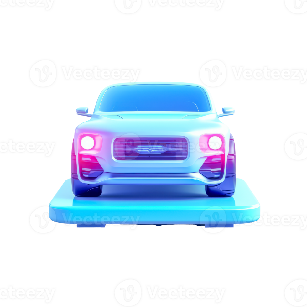 AI generated Vibrant gradient-colored car illustration, front view, on a transparent background. Ideal for digital design and creative projects. PNG format.