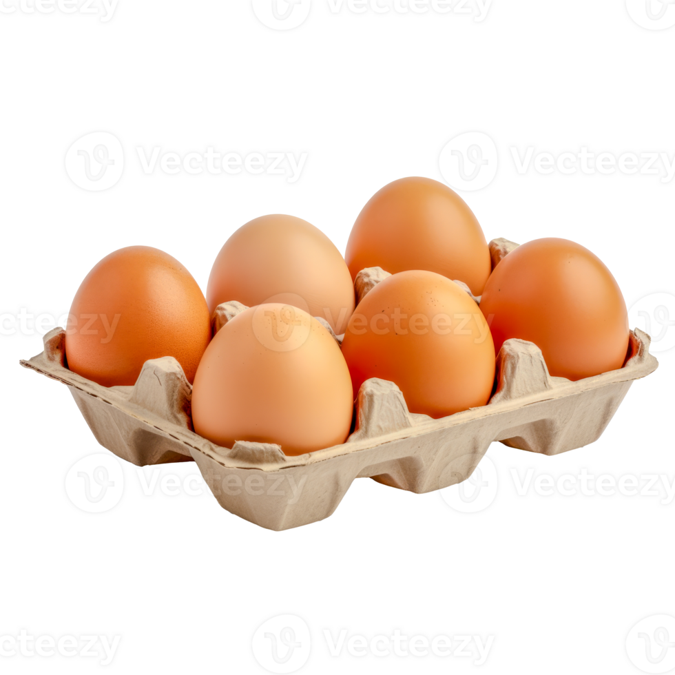 AI generated High-quality PNG of brown eggs in a carton, transparent background, ideal for food and nutrition themes.