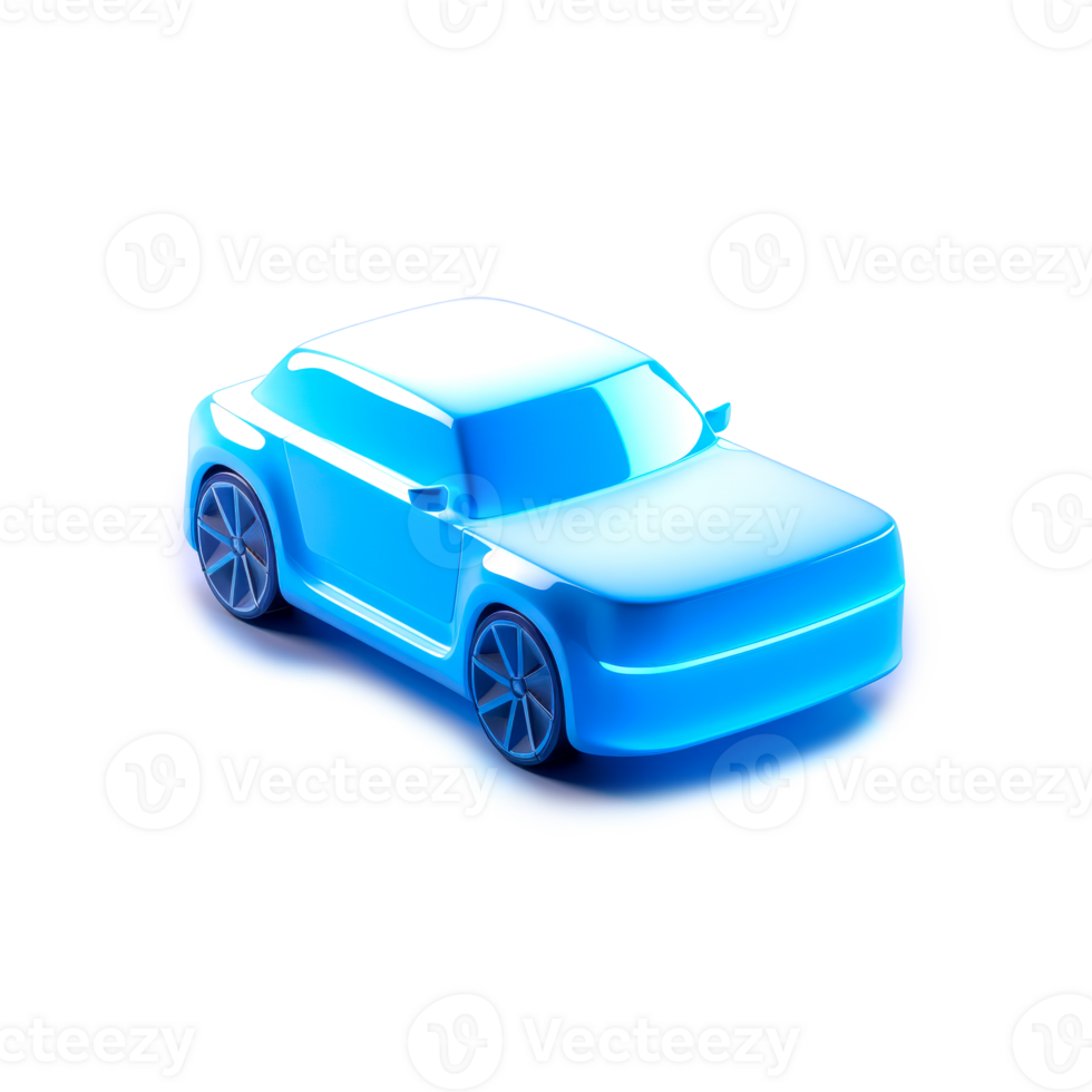 AI generated Sleek futuristic blue car illustration with a glossy finish, PNG with transparent background.