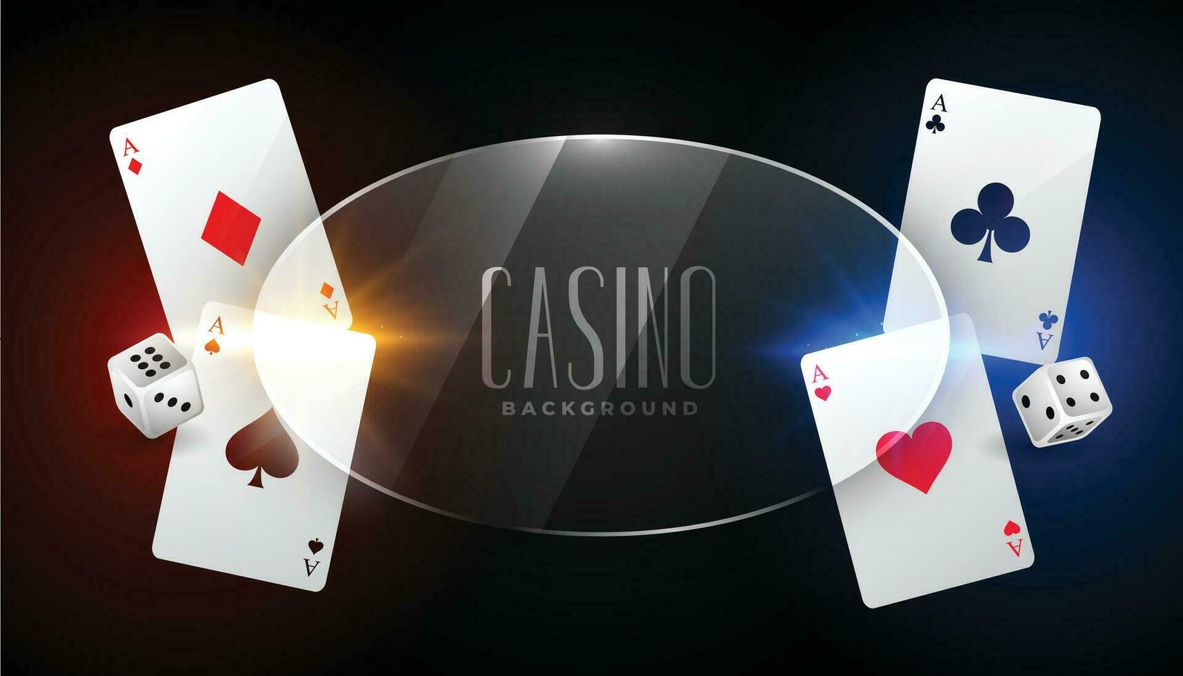 casino background with ace cards and glass frame vector
