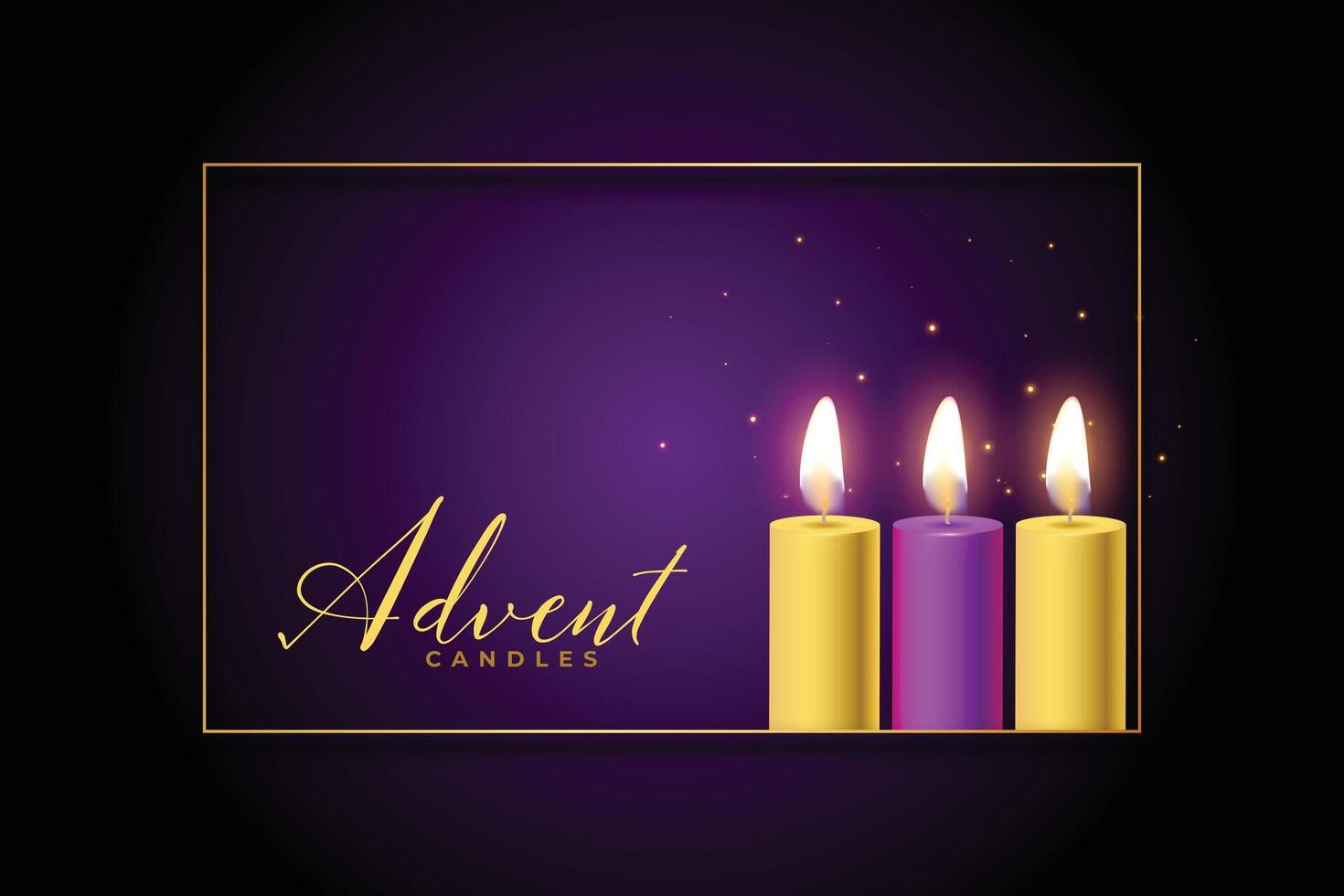 golden and purple advent candles background vector