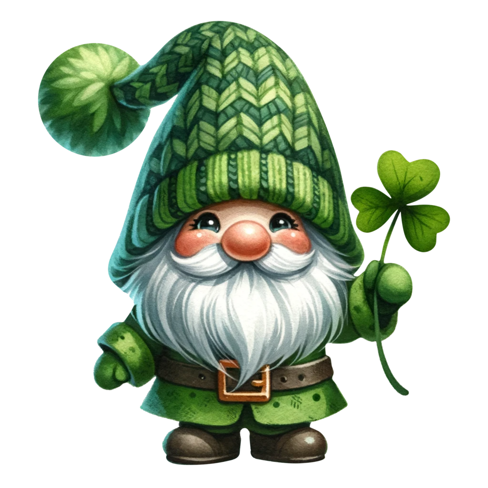 AI generated St. Patrick's Day Gnome Watercolor Clipart, Gnome irish, png