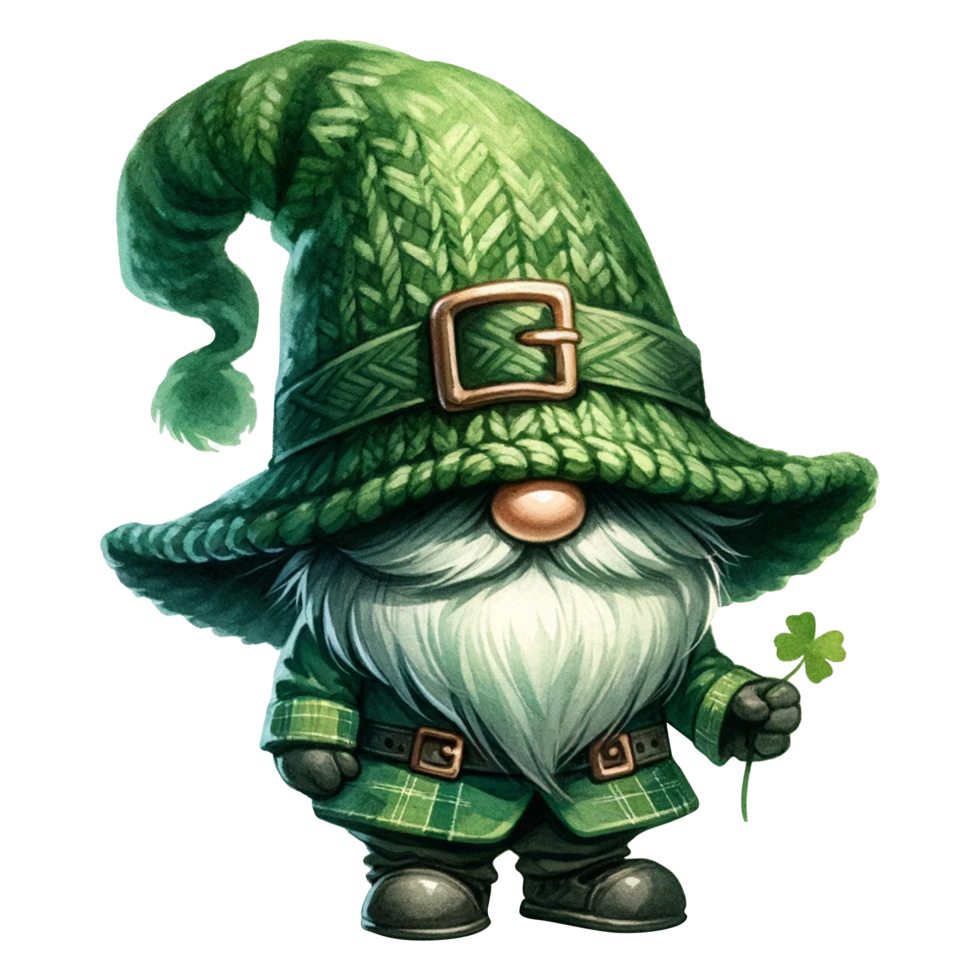 AI generated St. Patrick's Day Gnome Watercolor Clipart, Gnome irish, png