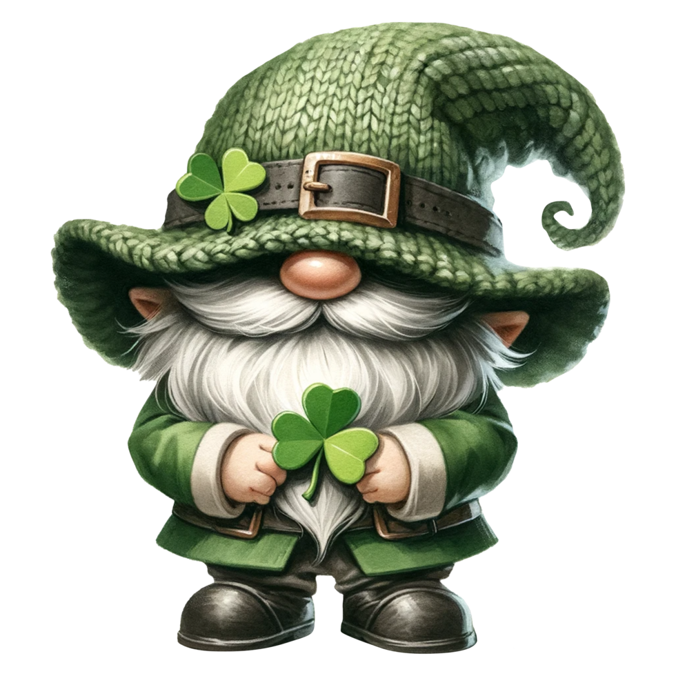 ai gegenereerd st. Patrick dag gnoom waterverf clip art, gnoom Iers, png