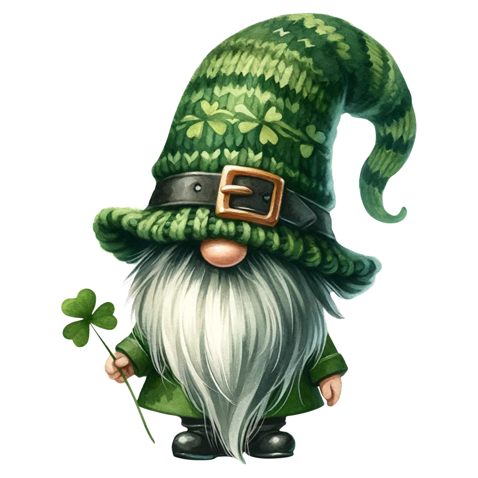 AI generated St. Patrick's Day Gnome Watercolor Clipart, Gnome irish, png