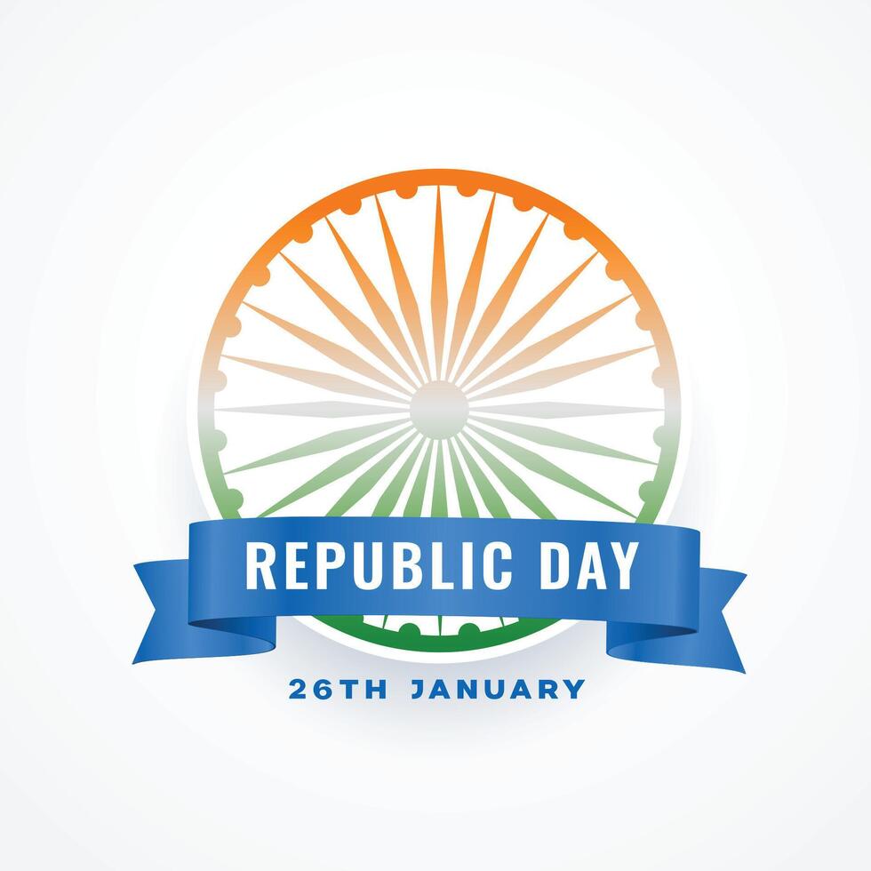 republic day of india wishes card with ashoka chakra vector