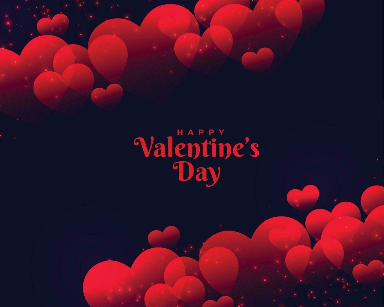 happy valentines day beautiful red hearts background vector