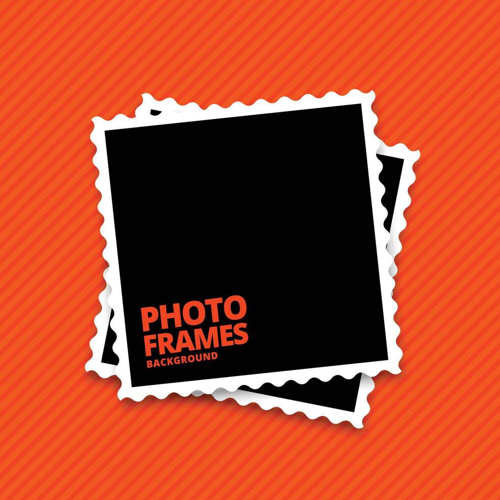 realistic photo frames on orange background vector