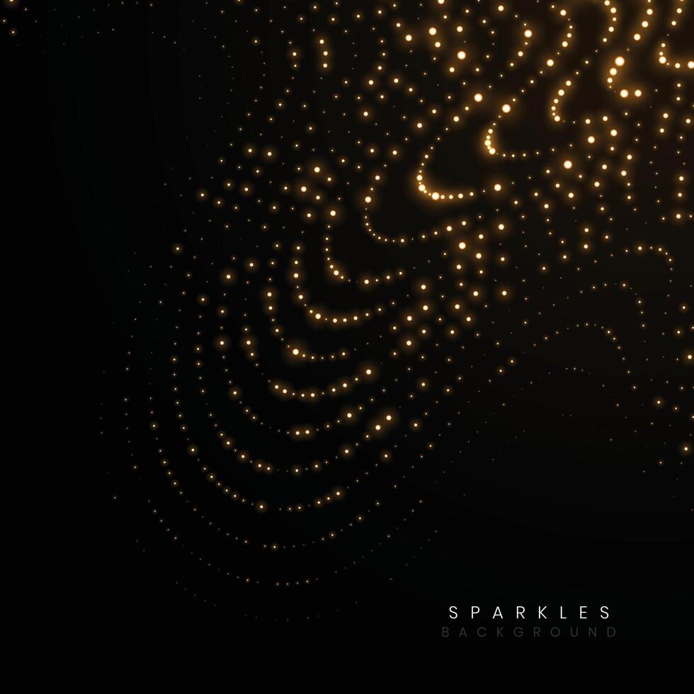 golden sparkles flowing glitter wavy lines background vector