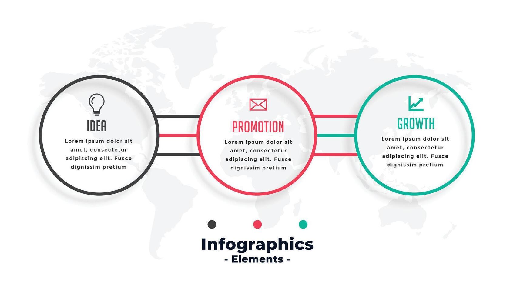 circle line three steps infographic template vector