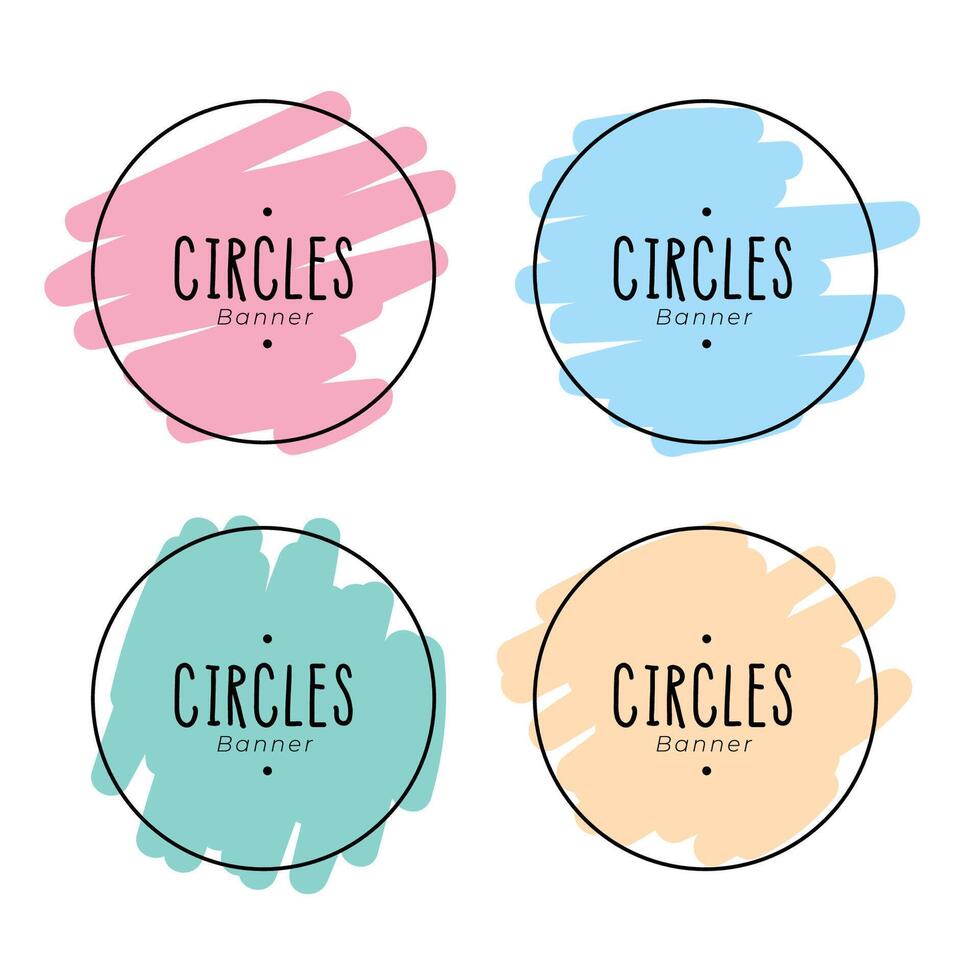 doodle style circles frame set design vector