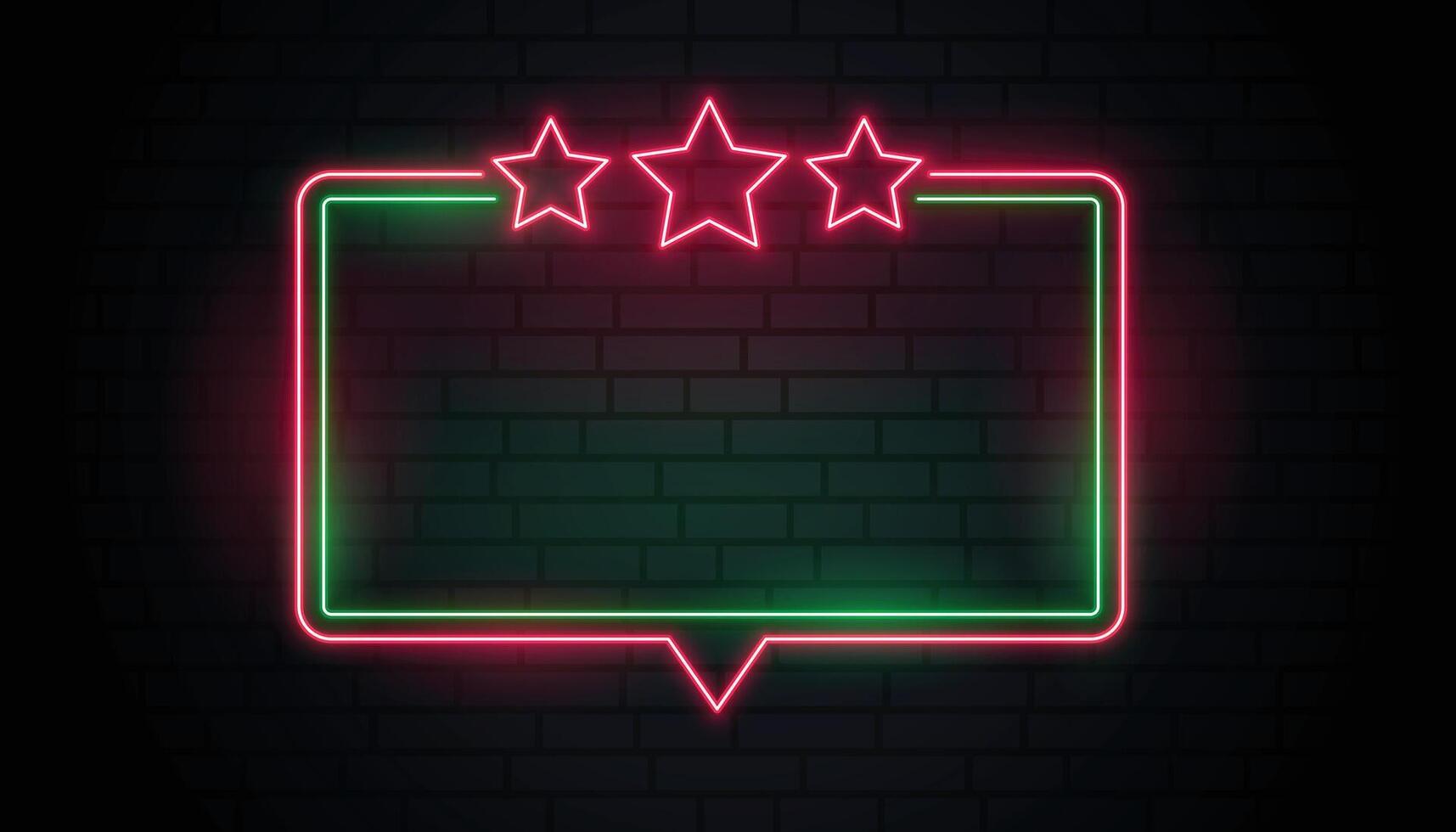 neon frame with red stars vector