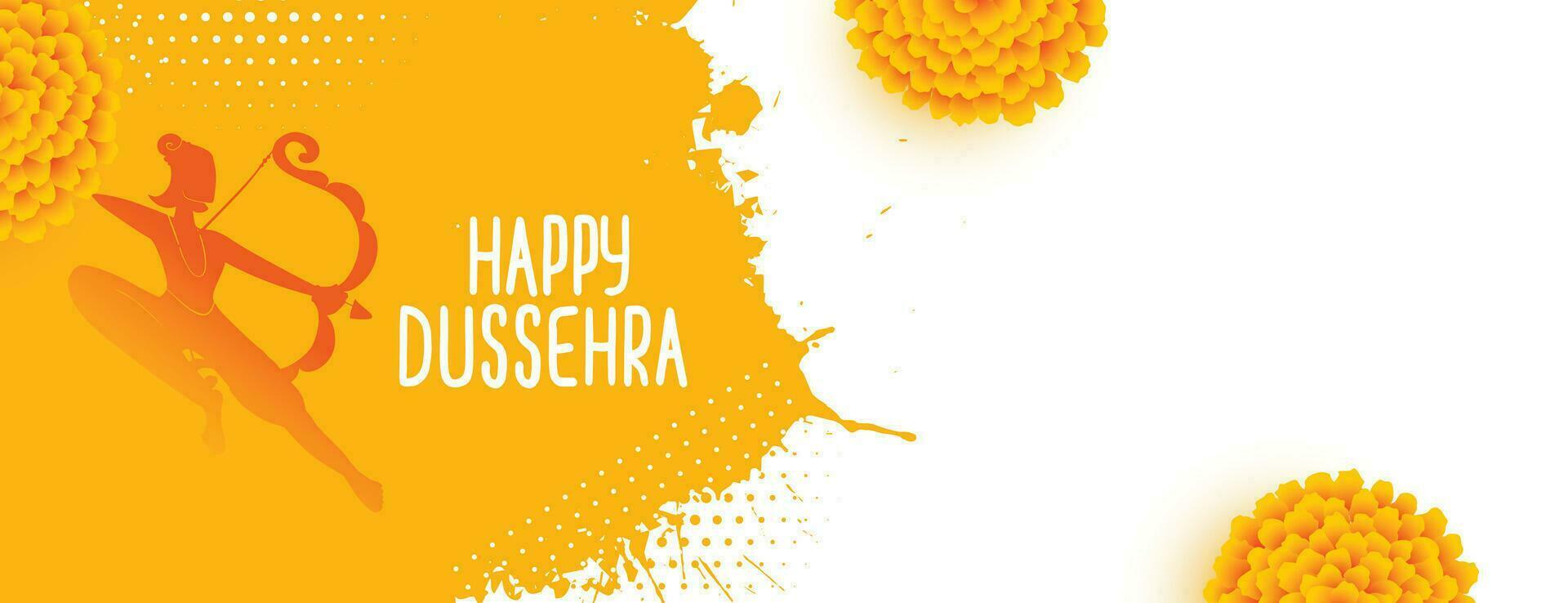 attractive happy dussehra traditional yellow banner vector
