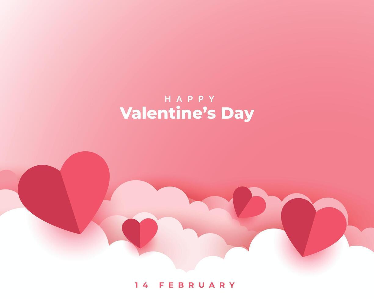 valentines day concept card in paper cut style vector