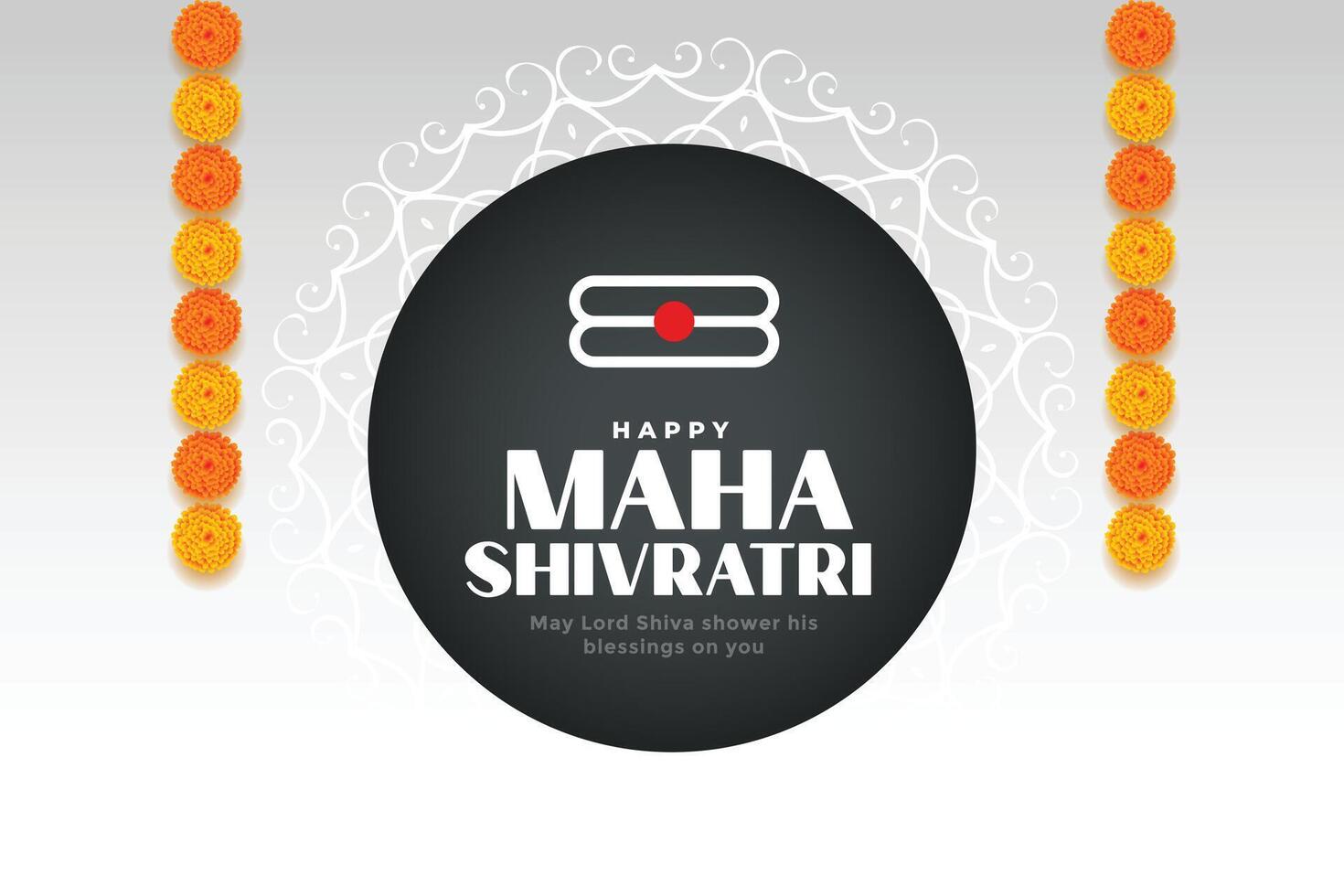 maha shivratri hindu festival greeting with marigold flower decoration vector