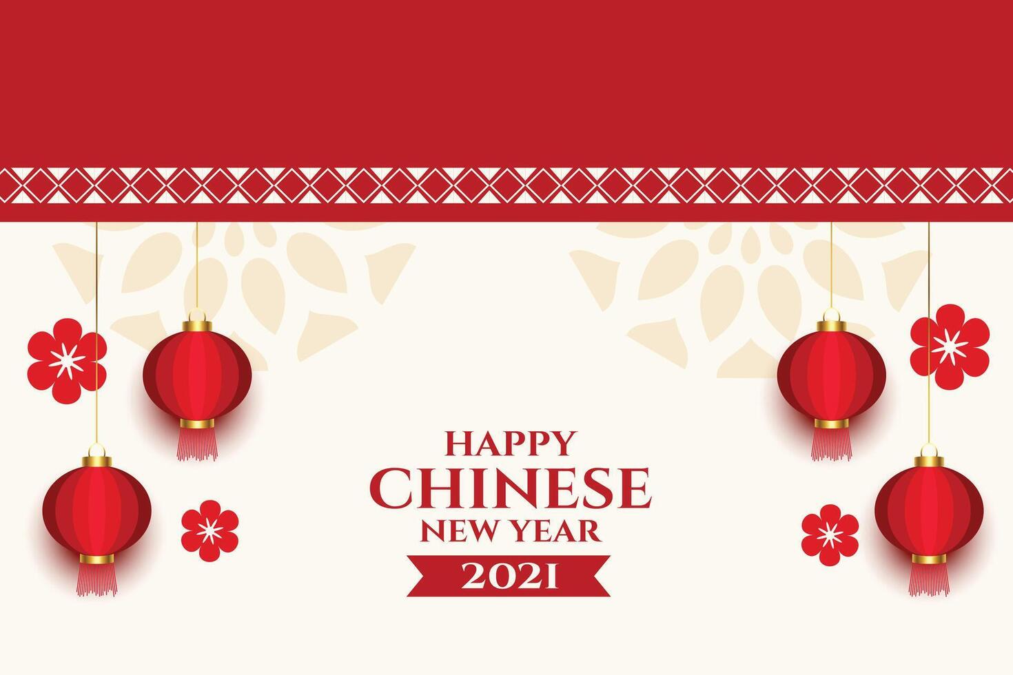 2021 chinese happy new year greetings with lantern vector