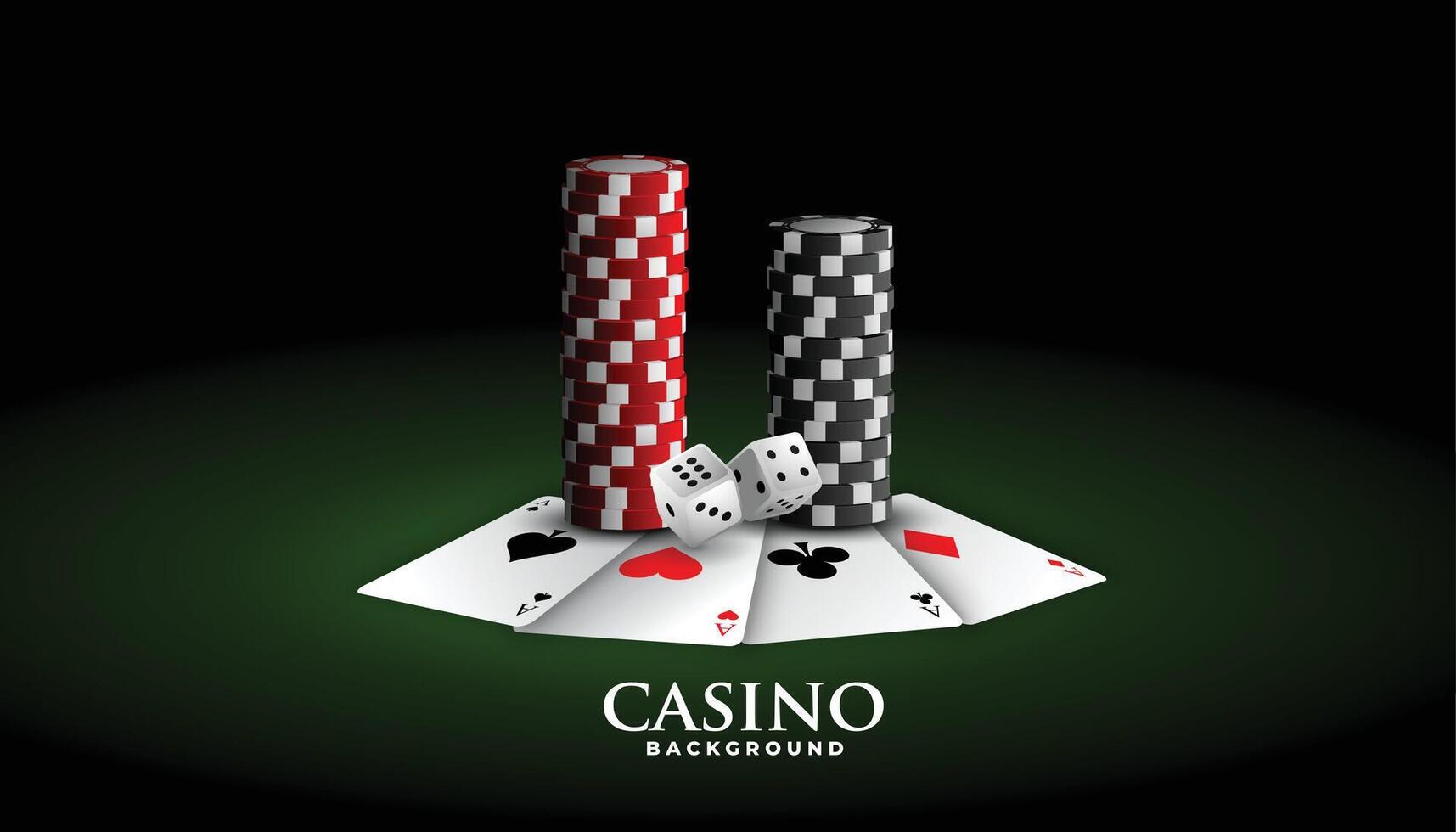 realistic playing cards with dice and chips vector