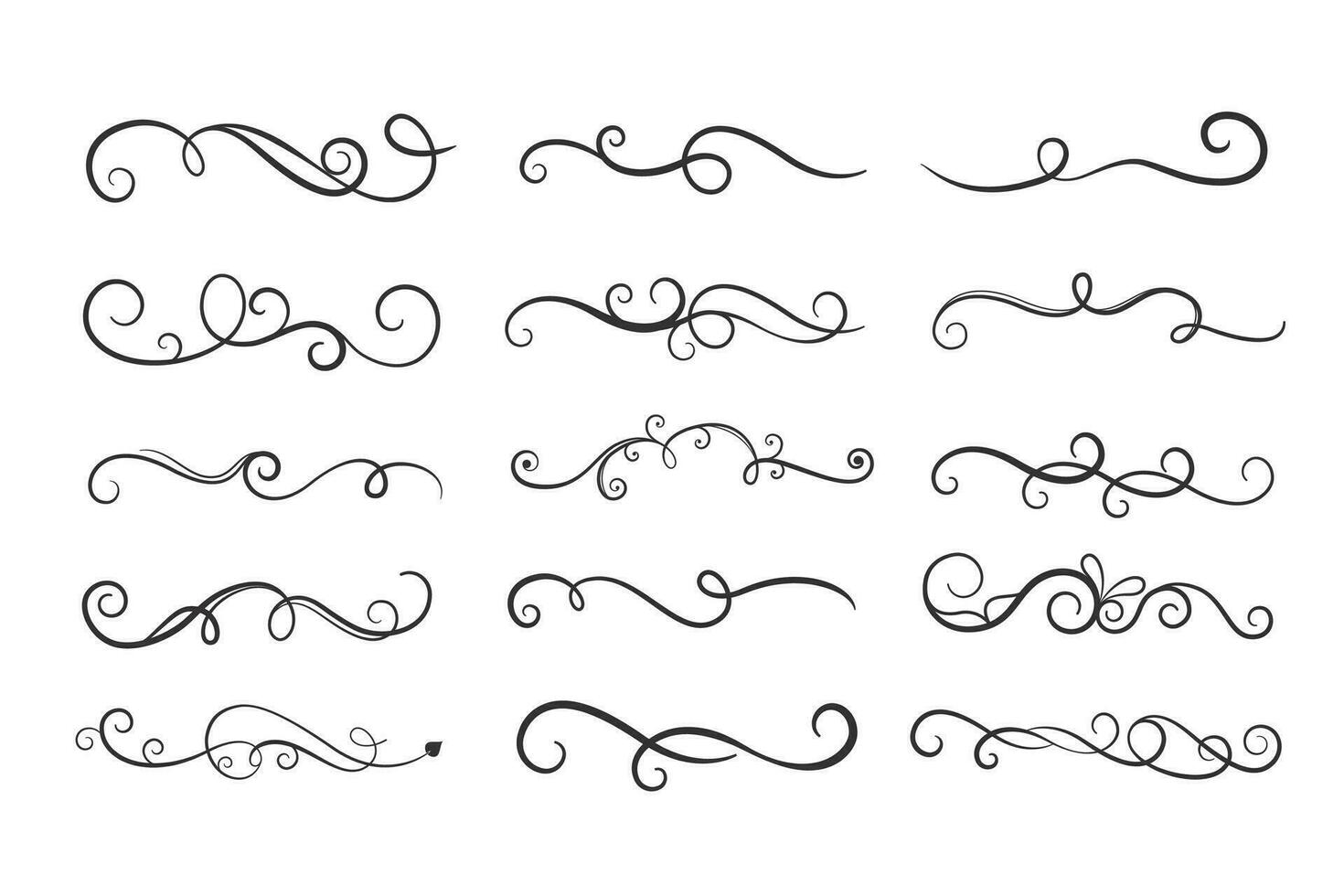 ornamental floral curls borders mega set vector