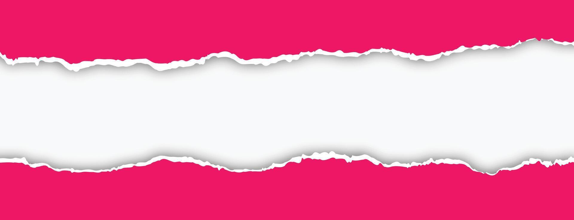 pink torn paper effect banner design vector