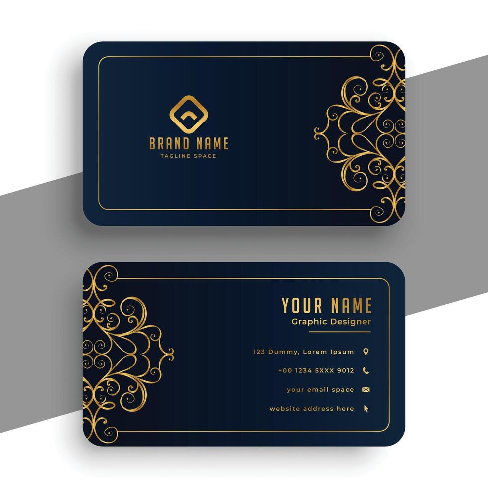 decorative premium black and gold business card vector