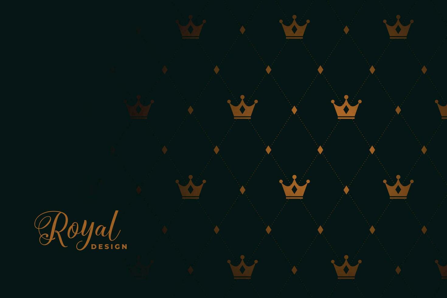 royal crown pattern on black background vector