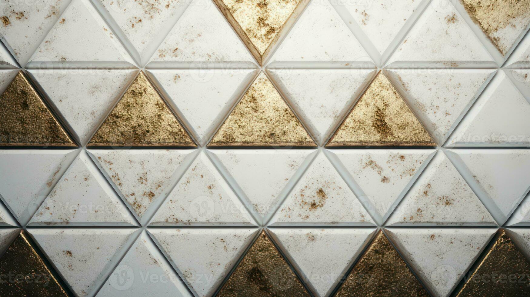 AI generated White grunge texture and golden triangles abstract geometric background. Generative AI photo